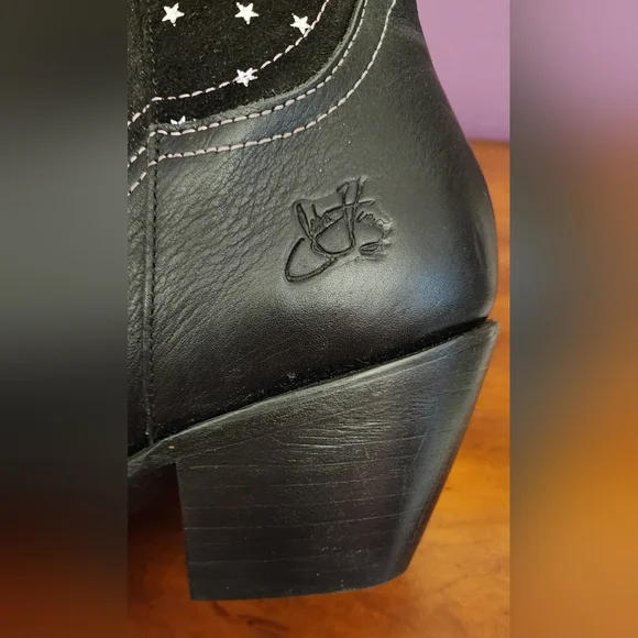 John Fluevog Autry Kay Tall Western Boots in Black Stars - Picture 10 of 13